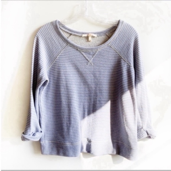 Soft Joie Emma sweater blue gray striped French terry - Picture 2 of 9